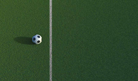 Soccer ball and grass, 3d renderの写真素材