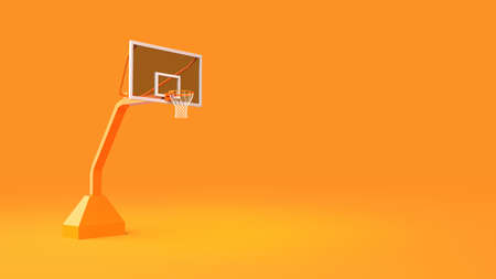 Basketball hoop orange background, 3d rendering