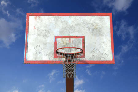 Basketball hoop and cloudy sky, 3d renderingの写真素材