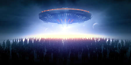 Ufo human abduction, 3d rendering