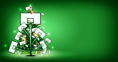 Christmas tree made of basketball hoops, new year conceptsの写真素材
