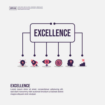 Excellence concept for presentation, promotion, social media marketing, and advertising. Minimalist Excellence infographic with flat iconのイラスト素材
