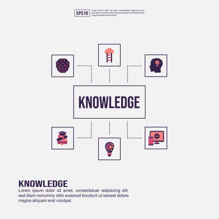 Knowledge concept for presentation, promotion, social media marketing, and advertising. Minimalist Knowledge infographic with flat iconのイラスト素材