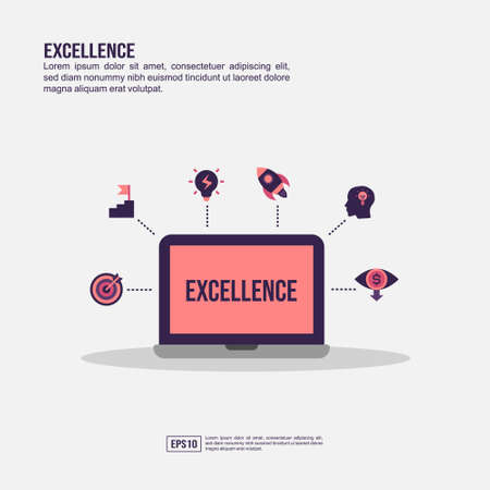 Excellence concept for presentation, promotion, social media marketing, and advertising. Minimalist Excellence infographic with flat iconのイラスト素材
