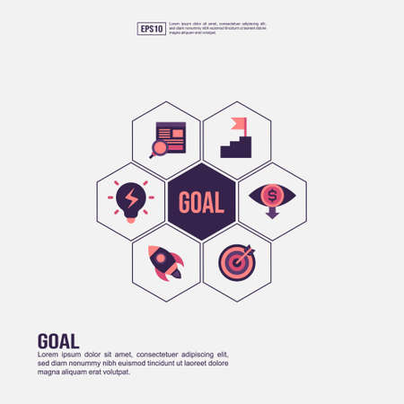 Goal concept for presentation, promotion, social media marketing, and advertising. Minimalist Goal infographic with flat iconのイラスト素材