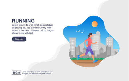 Vector illustration concept of Running. Modern illustration conceptual for banner, flyer, promotion, marketing material, online advertising, business presentationのイラスト素材