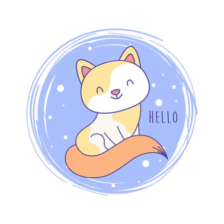 Cute cat cartoon hand draw vector illustrationのイラスト素材