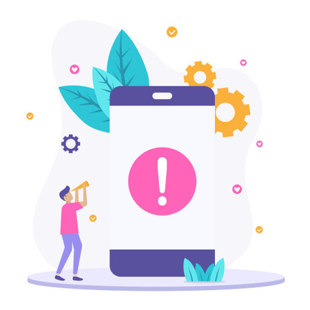 Isolated phone error illustration concept. Design materials for promotion, information and advertising.のイラスト素材
