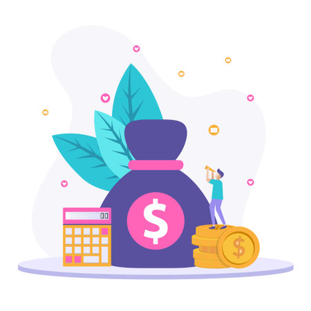 Isolated Money Management illustration concept. Design materials for promotion, information and advertising.のイラスト素材