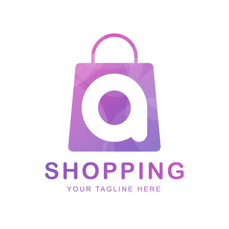 Shopping bag with letter a, Online Shop Logo Template. Logo for Business, Fashion, Brand Store.のイラスト素材