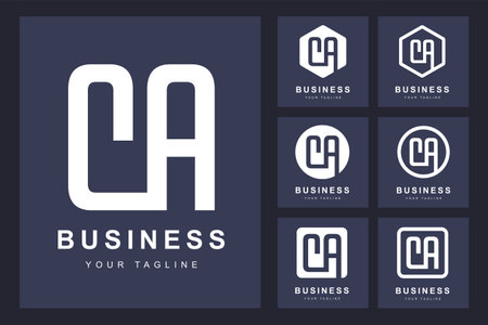 Minimalistic CA letter logo with several versionsのイラスト素材