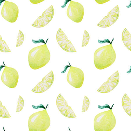 Sample with juicy lemons. Watercolor seamless pattern.
