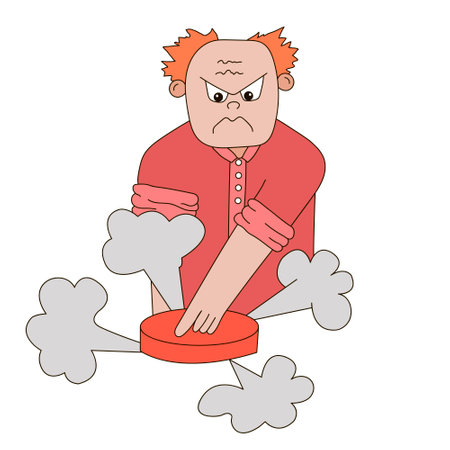 The man is angry. Let off steam, calm down. Vector EPS 10のイラスト素材