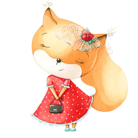 Cute fox. Poster for baby room. Childish print for nursery. Design can be used for fashion t-shirt, greeting card, baby shower.の写真素材