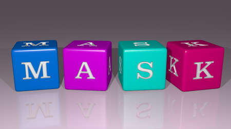 MASK combined by dice letters and color crossing for the related meanings of the conceptの写真素材