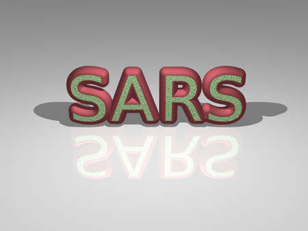 3D illustration of SARS in colorful text from a realistic perspective, ideal image for the conceptual display of the topicの写真素材
