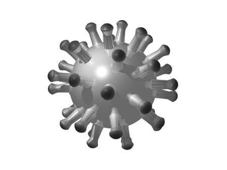3D illustration of Chrome CORONA virus made of sticky arms on the core ball with realistic shadows and perspectiveの写真素材