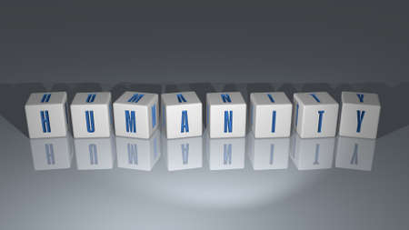 Humanity built by dice letters and color crossing for the related meanings of the concept by 3D renderingの写真素材