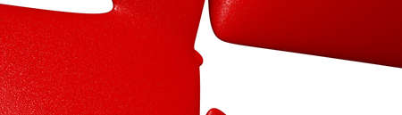 Ultra wide 3D illustration of a geometrical shape of RED color on a white abstract background as a curved and glossy surfaceの写真素材