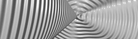 Ultra wide 3D illustration of a geometrical shape of LIGHT GRAY color on a white abstract background as a curved and glossyの写真素材