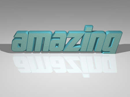 Text of AMAZING rendered in 3D with light perspective and shadows, an image ideal for various...