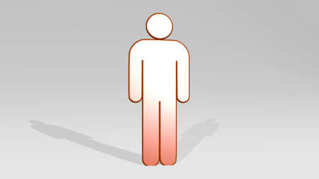 Minimalist man standing on whiteの写真素材