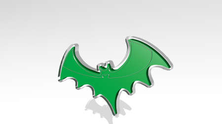 Flying bat made of a shiny metallicの写真素材