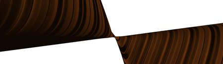 Ultra wide  3D abstract background of curved geometrical patterns of saddle brown color with...