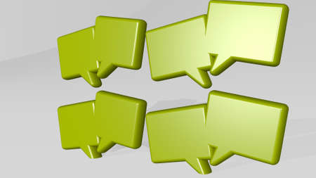 message notes from a perspective on the wall. A thick sculpture made of metallic materials of 3D...