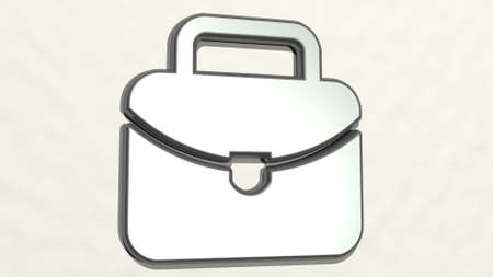 bag on the wall. 3D illustration of metallic sculpture over a white background with mild texture. business and conceptの写真素材