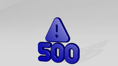 server warning made by 3D illustration of a shiny metallic sculpture on a wall with light...