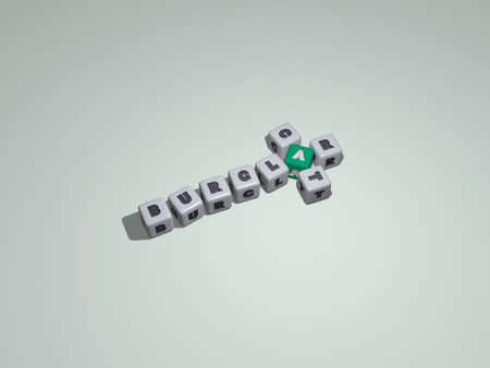 combination of cat burglar built by cubic letters from the top perspective, excellent for the concept presentation. animal and illustrationの写真素材