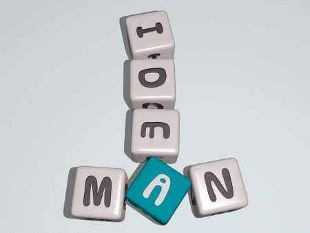 Men words IDEA MAN combined by dice letters and color crossing for the related meanings of the concept. illustration and businessの写真素材