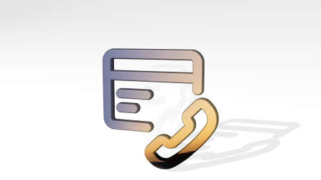 CREDIT CARD PHONE CALL made by 3D illustration of a shiny metallic sculpture on a wall with light background. business and bankの写真素材
