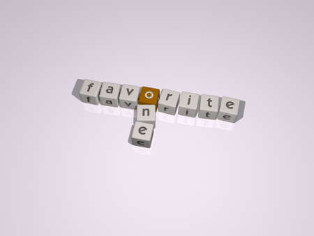 FAVORITE ONE combined by dice letters and color crossing for the related meanings of the concept. illustration and iconの写真素材