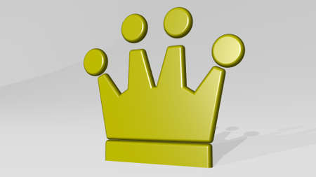 crown from a perspective with the shadow. A thick sculpture made of metallic materials of 3D rendering. illustration and backgroundの写真素材