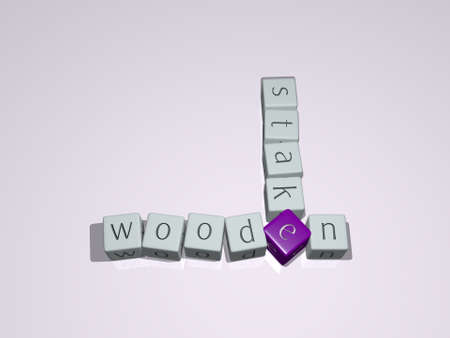 wooden stake combined by dice letters and color crossing for the related meanings of the concept. background and tableの写真素材