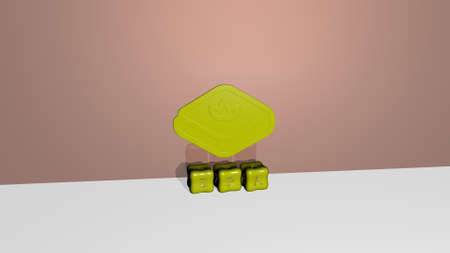 3D illustration of SPA graphics and text made by metallic dice letters for the related meanings of...
