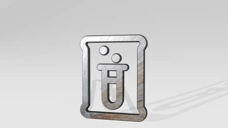 gmo food lab bag made by 3D illustration of a shiny metallic sculpture casting shadow on light background. concept and freeの写真素材
