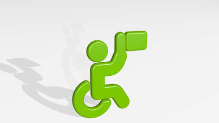 paralympics flag from a perspective with the shadow. A thick sculpture made of metallic materials of 3D rendering. illustration and backgroundの写真素材