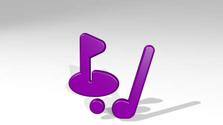 golf hole aim made by 3D illustration of a shiny metallic sculpture with the shadow on light background. ball and clubの写真素材