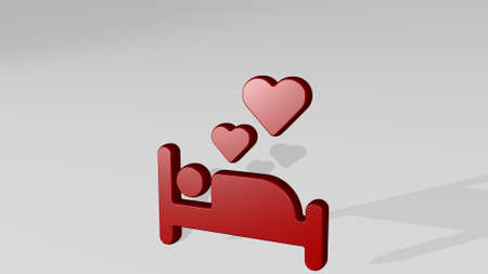 love boat from a perspective with the shadow. A thick sculpture made of metallic materials of 3D rendering. illustration and backgroundの写真素材