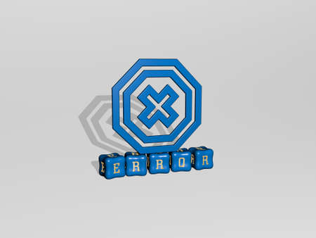 3D illustration of error graphics and text made by metallic dice letters for the related meanings of...