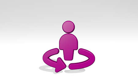 single neutral rotate stand with shadow. 3D illustration of metallic sculpture over a white background with mild texture. icon and isolatedの写真素材