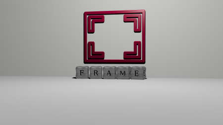 3D illustration of frame graphics and text made by metallic dice letters for the related meanings of the concept and presentations. background and designの写真素材