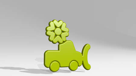 ice road made by 3D illustration of a shiny metallic sculpture with the shadow on light background. cold and creamの写真素材