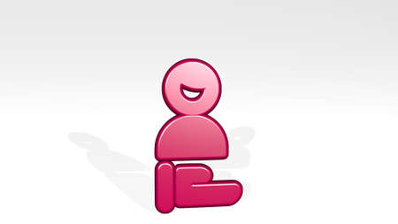 single man actions share made by 3D illustration of a shiny metallic sculpture with the shadow on...
