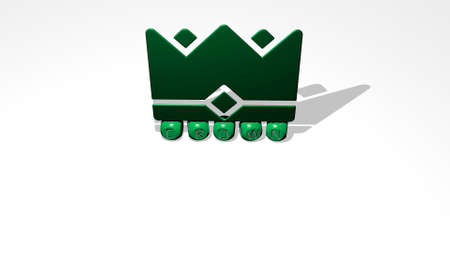 3D illustration of CROWN graphics and text made by metallic dice letters for the related meanings of the concept and presentations. background and designの写真素材
