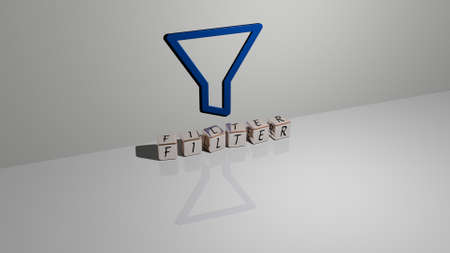 3D illustration of filter graphics and text made by metallic dice letters for the related meanings of the concept and presentations. background and abstractの写真素材