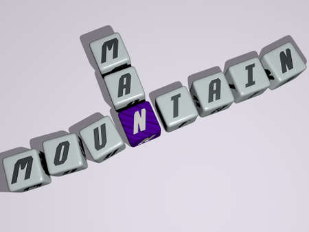 combination of MOUNTAIN MAN built by cubic letters from the top perspective, excellent for the concept presentation. landscape and beautifulの写真素材